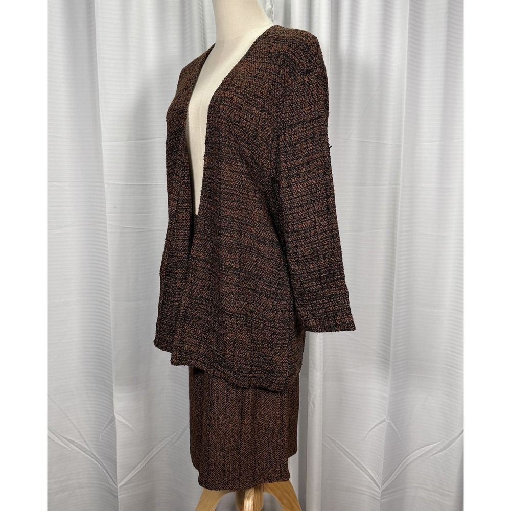 Vintage Designer Zonda Nellis 2 Pc Jacket & Skirt Set Brown Tweed Women's Size S